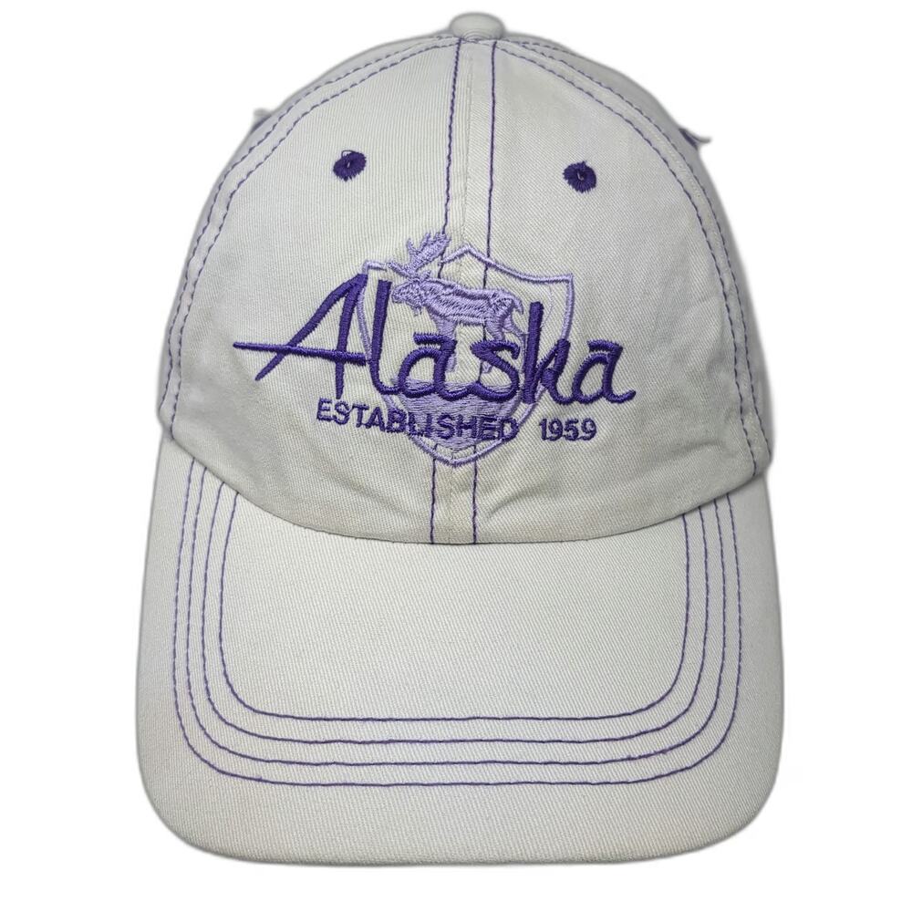 Prairie Mountain Baseball Cap White Purple One Size Moose Alaska Stitching Hat